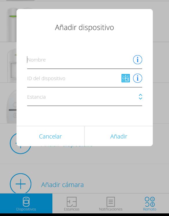 Añadir dispositivos Ajax